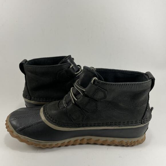 Sorel Out N About Duck Boots Womens Size 6 Ankle Booties Waterproof Rain Black - Picture 6 of 11